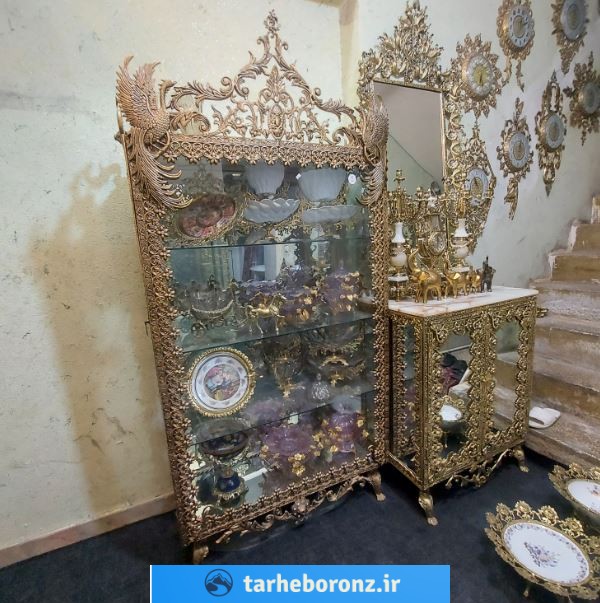 بوفه طاووسی طرح برنزی آلیاژ آلومینیوم سایز بزرگ